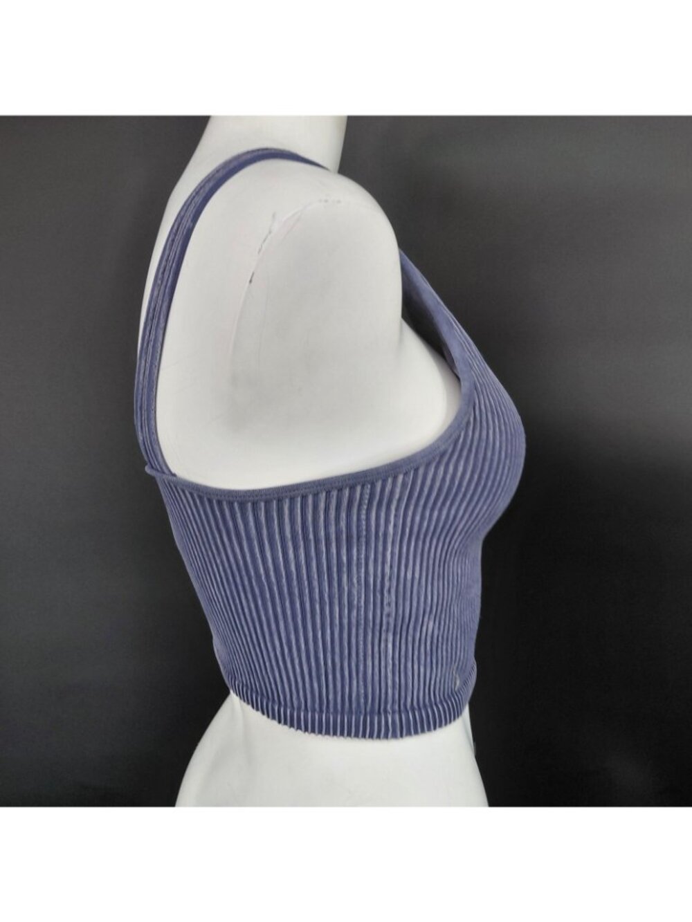 90 Degree Reflex Sports Bra Crop Top Womens Medium Blue Seamless Alamo Ribbed - Picture 5 of 10